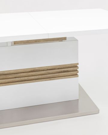 Стол обеденный Тампа раскладной 160-200*90 глянцевый белый