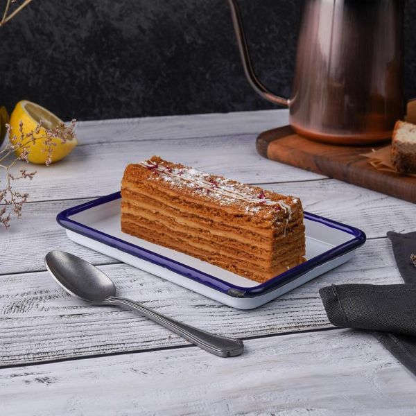 Блюдо прямоугольное 17*12,6*1,8 см 250 мл (поднос) Blue Rim эмалированая сталь SUNNEX [1]