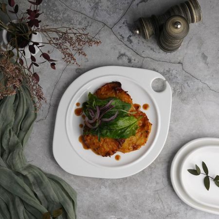 Тарелка 27,5*22,5 см овальная фуршетная с выемкой белая фарфор P.L. Proff Cuisine [6]