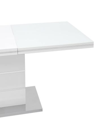 Стол обеденный Глазго раскладной 140-170*80 глянцевый белый