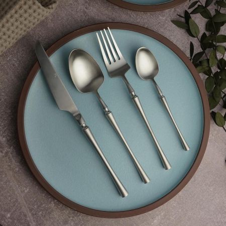 Ложка чайная 15 см матовая цвет серебро PVD 1920-Silvery P.L. [12]