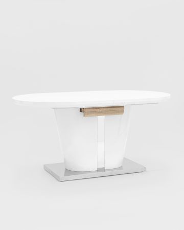 Стол обеденный Мулен раскладной 160-220*90 глянцевый белый