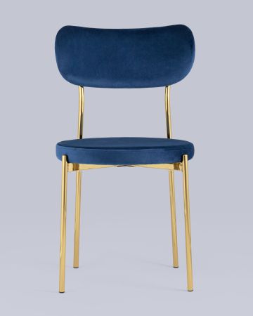 Стул Барбара велюр синий золотые ножки