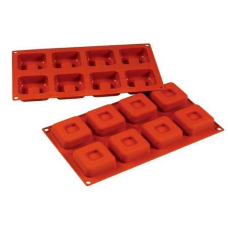 Форма кондитерская "Саварин квадрат" 8 ячеек 60*60 мм, h 30 мм силикон (30*17 см)  P.L.