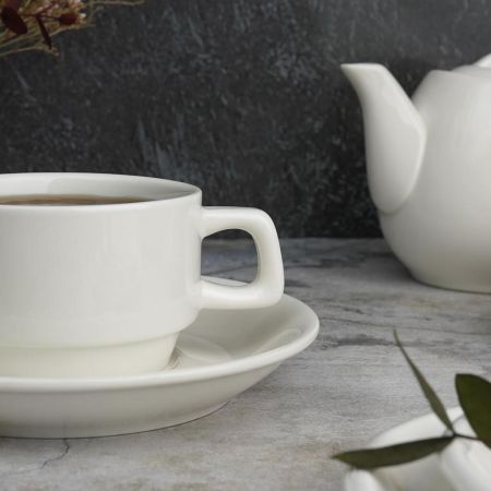 Чайная пара 200 мл белая d 8,4 см h5,4 см фарфор Stackable P.L. Proff Cuisine [6]