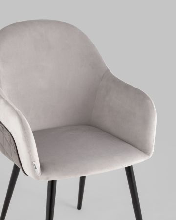 Стул Новел велюр светло-серый с темно-серой спинкой