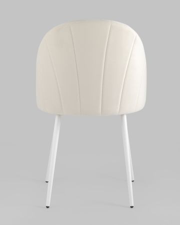 Стул Логан велюр молочный белые ножки