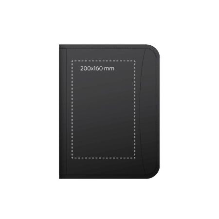 Папка для конференций  с блокнотом А4 на молнии чёрная, 600D полиэстер