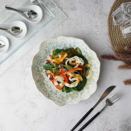 Салатник 500 мл d 22 см h5,5 см Crush Gray Spots Light Green Frutti di Mare P.L. [1]