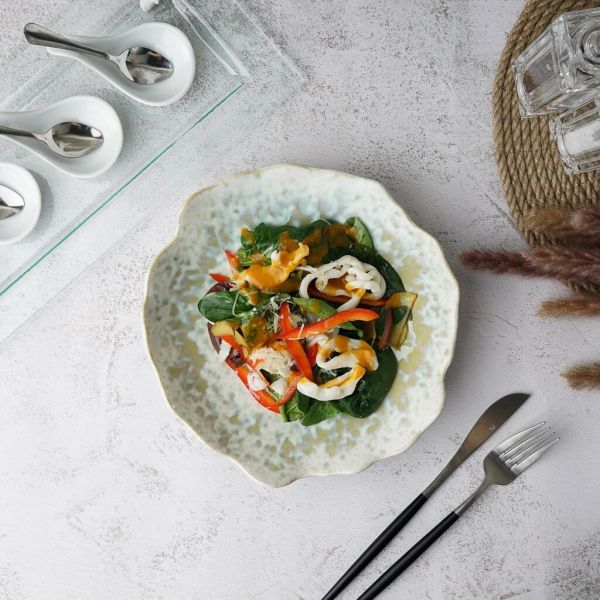 Салатник 500 мл d 22 см h5,5 см Crush Gray Spots Light Green Frutti di Mare P.L. [1]