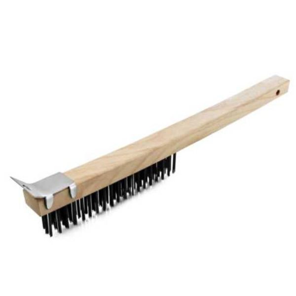 Щетка для чистки гриля 36*2,3 см деревянная с металлической щетиной и скребком P.L. Proff Cuisine