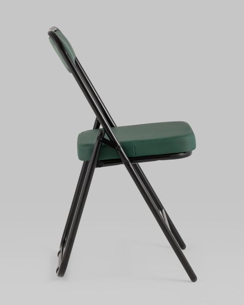 Складной стул Джонни экокожа зелёный каркас черный матовый