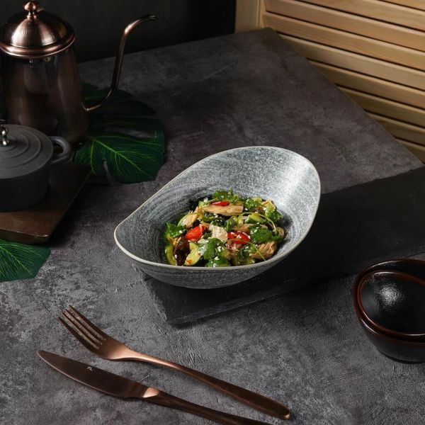 Салатник 400 мл 22,5*13 см h4,7 см глазурь Side Up Glossy Stone Untouched Taiga P.L. [1]