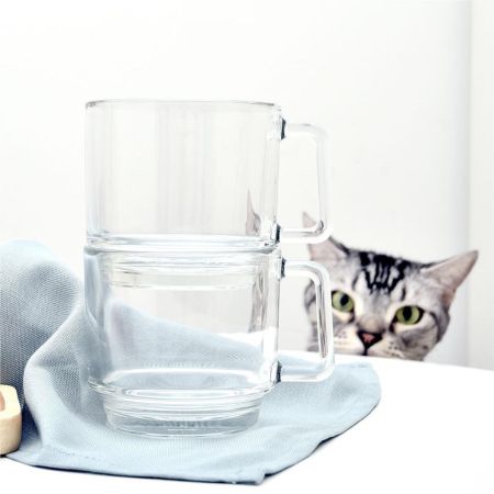 Кружка 440 мл прозрачная "Stack Noir Caffe Premio" d 9,8 см h9,5 см стекло Ocean [6]