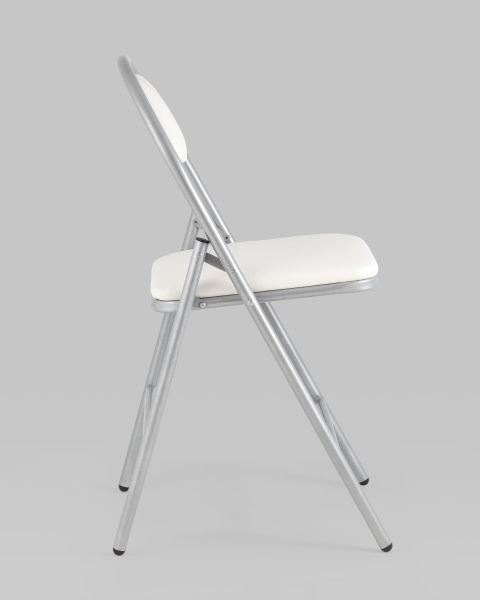 Стул складной Hagen экокожа белый каркас металлик