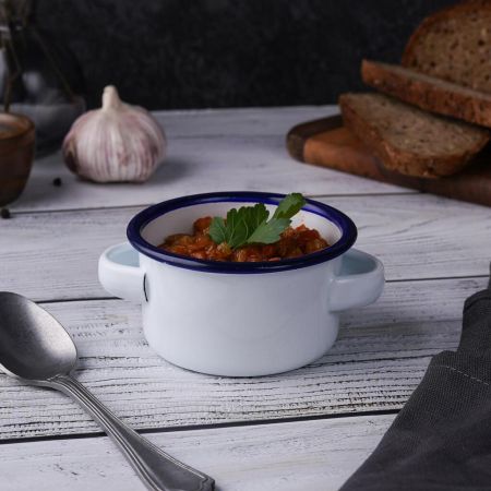 Кастрюля для подачи 8,3 см h4,7 см 250 мл круглая Blue Rim эмалированая сталь SUNNEX [1]