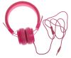 Наушники с микрофоном вишневые, пластик и поролон
