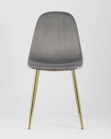 Стул Валенсия велюр серый золотые ножки