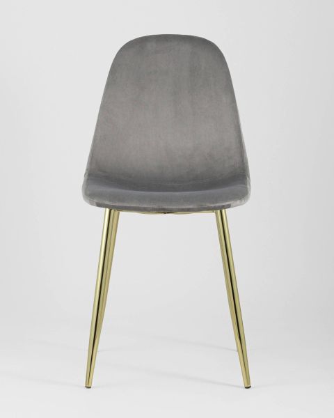 Стул Валенсия велюр серый золотые ножки