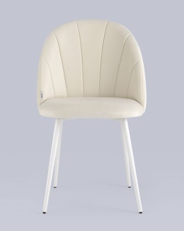 Стул Логан велюр молочный белые ножки