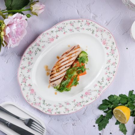 Блюдо овальное 34*27 cм h2,5 см Retro Ritz-La Vie En Rose Noble [1]