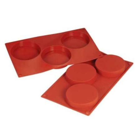 Форма кондитерская "Флан" 3 ячейки d 100 мм, h 20 мм силикон (30*17,5 см) P.L.
