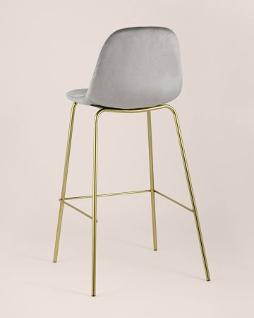 Стул барный Валенсия велюр серый золотые ножки