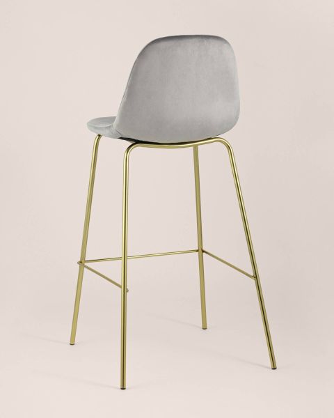 Стул барный Валенсия велюр серый золотые ножки