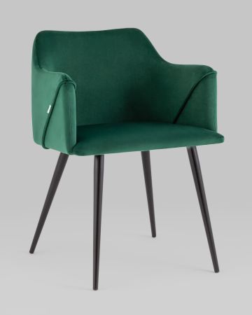 Стул с подлокотниками Джоэл велюр зелёный