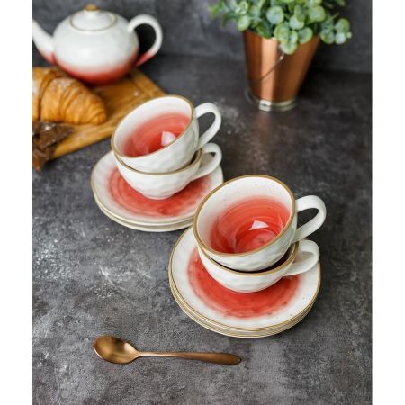 Чайная пара 240 мл d 10 см h5 см красная фарфор "The Sun Eco" P.L. Proff Cuisine [1]