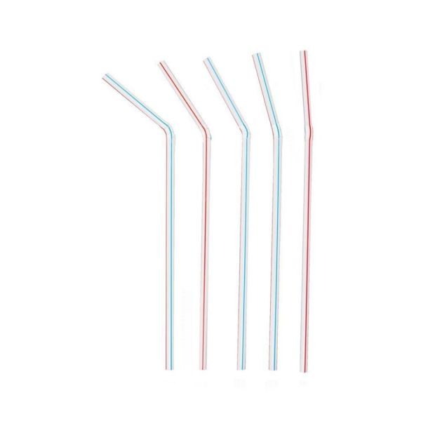 Трубочки 0,5*21 см со сгибом 1000 шт полосатые пластик P.L.