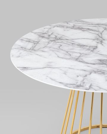 Стол обеденный Ливерпуль 110*110 белый мрамор