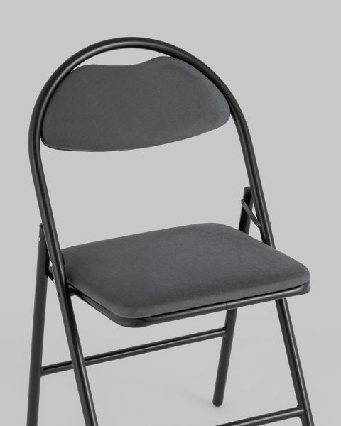 Стул складной Hagen велюр тёмно-серый каркас черный