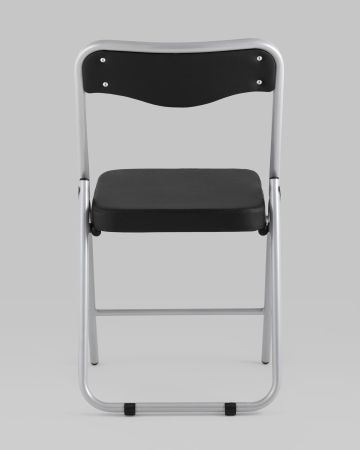 Складной стул Джонни экокожа черный каркас металлик