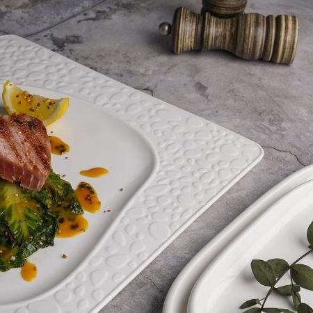 Тарелка 30,5*30,5 см h1,5 см квадратная Oyster белая фарфор P.L. Proff Cuisine [1]