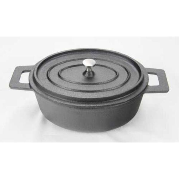Кастрюля для подачи 18*14 см овальная с крышкой чугун. P.L. Proff Cuisine