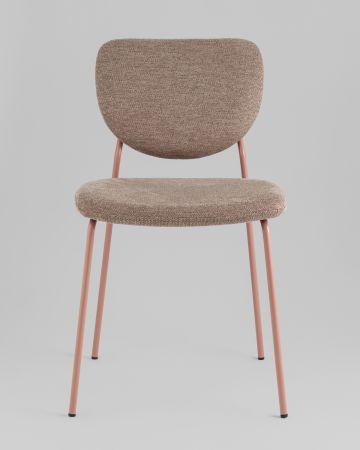 Стул обеденный Gigi шенилл коричневый розовые ножки