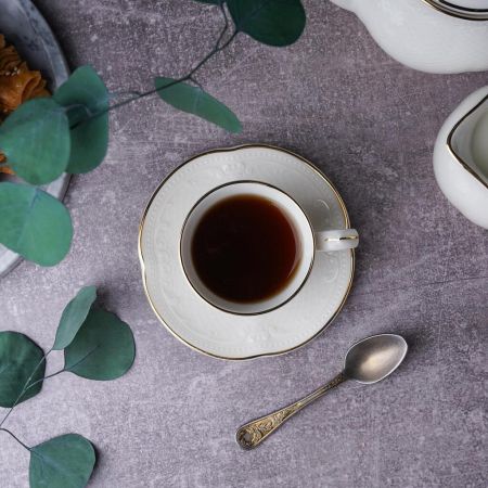 Кофейная пара 100 мл белая d 6,8 см h6 см Gold Aristocrat Noble [6]