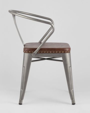 Стул TOLIX ARMS SOFT с подлокотниками серебристый