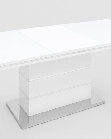 Стол обеденный Глазго раскладной 160-215*90 глянцевый белый