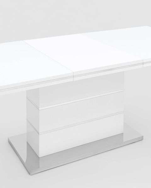 Стол обеденный Глазго раскладной 160-215*90 глянцевый белый