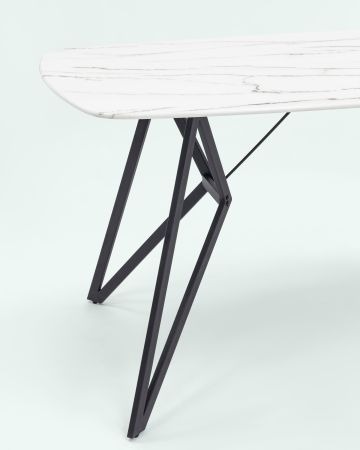 Стол обеденный Денвер 140*90 белый стеклянный