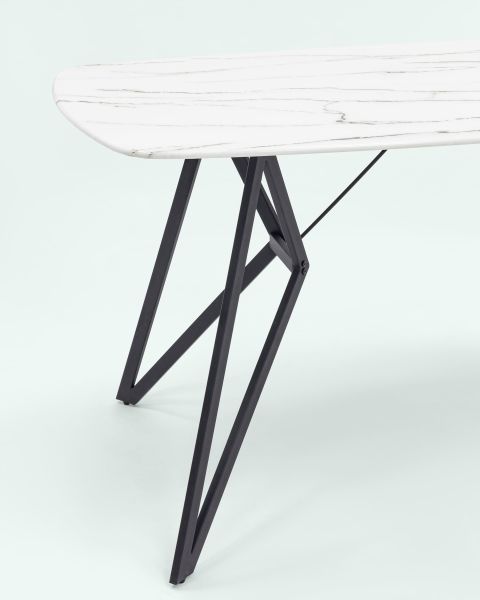 Стол обеденный Денвер 140*90 белый стеклянный