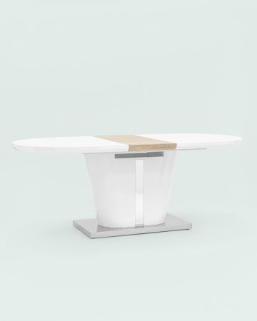 Стол обеденный Мулен раскладной 160-220*90 глянцевый белый