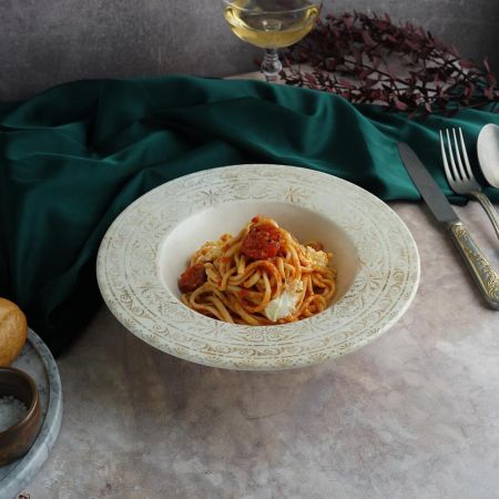 Тарелка глубокая 450 мл d 24,7 см h5,5 см изогнутый борт для пасты, для супа Antico By Bone [6]