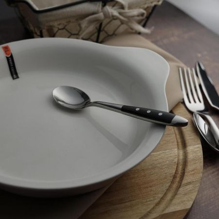 Ложка кофейная 13,8 см ручка черный пластик Grazia P.L. Proff Cuisine [12]