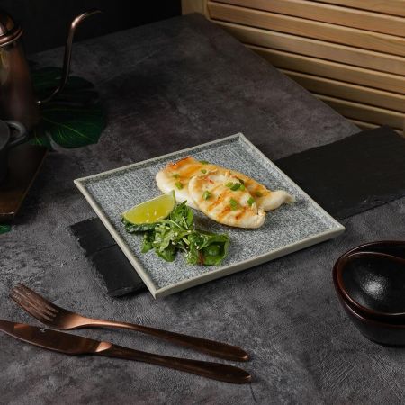 Тарелка 20*20 см h1,1 см квадратная глазурь Glossy Stone Untouched Taiga P.L. Proff Cuisine [1]