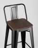 Стул барный TOLIX WOOD со спинкой черный глянцевый