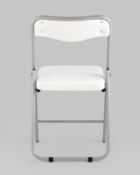 Складной стул Джонни экокожа белый каркас металлик