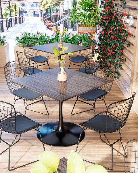 Стул обеденный Bertoia черный с черной подушкой